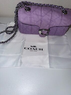 Coach Tabby Pillow Quilted Shoulder Bag Purple Lavender Chain Crossbody